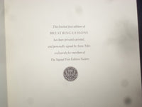 1988 BREATHING LESSONS HARDCOVER BOOK BY ANNE TYLER-SIGNED 1ST EDITION - KD 8987