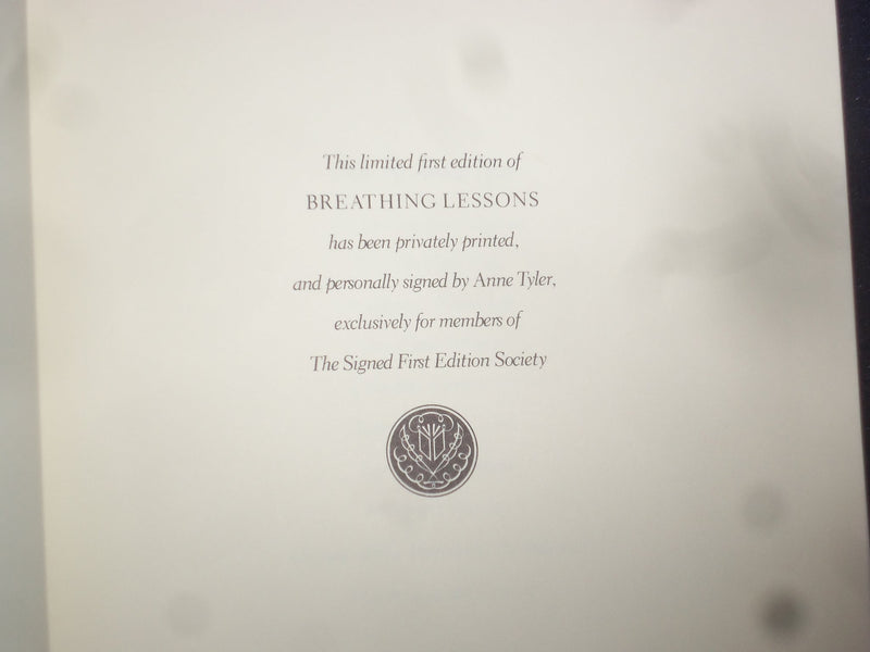 1988 BREATHING LESSONS HARDCOVER BOOK BY ANNE TYLER-SIGNED 1ST EDITION - KD 8987