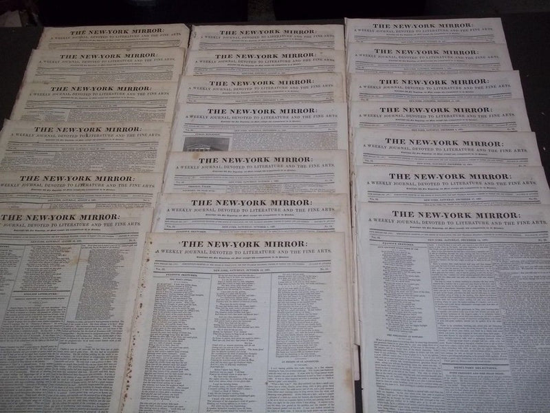 1831 THE NEW-YORK MIRROR NEWSPAPER LOT OF 20 - VOL IX - SHEET MUSIC+ - NP 1491