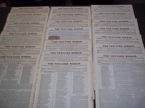 1831 THE NEW-YORK MIRROR NEWSPAPER LOT OF 20 - VOL IX - SHEET MUSIC+ - NP 1491