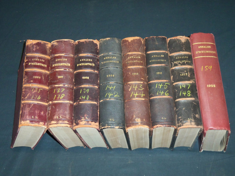 1906-1922 ANNALES D'OCULISTIQUE FRENCH VOLUMES LOT OF 8 - NICE PLATES - KD 21E