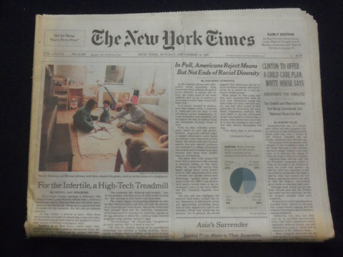 1997 DEC 14 NEW YORK TIMES NEWSPAPER -CLINTON TO OFFER CHILD CARE PLAN - NP 7110