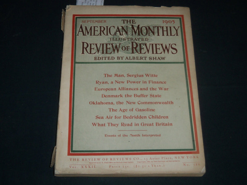 1905 SEPT THE AMERICAN MONTH REVIEW OF REVIEWS MAGAZINE - COCA-COLA - J 4859
