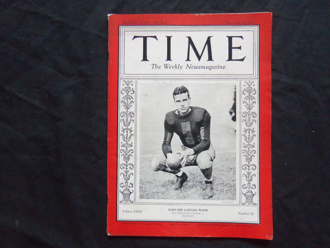 1931 NOVEMBER 23 TIME MAGAZINE - HARVARD CAPTAIN BARRY WOOD - T 300