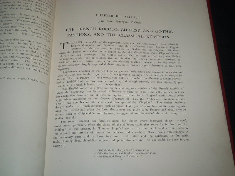 1914 FURNITURE IN ENGLAND FROM 1660 TO 1760 VOLUME BY FRANCIS LENYGON - Z 52