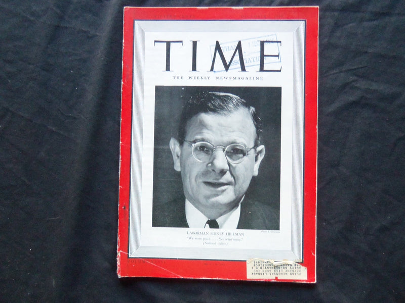 1940 DECEMBER 2 TIME MAGAZINE - LABORMAN SIDNEY HILLMAN - T 741