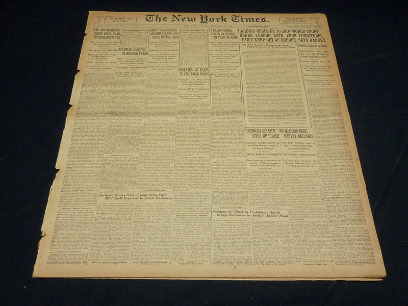 1923 FEBRUARY 25 NEW YORK TIMES - HARDING URGES US TO JOIN WORLD COURT - NT 7991