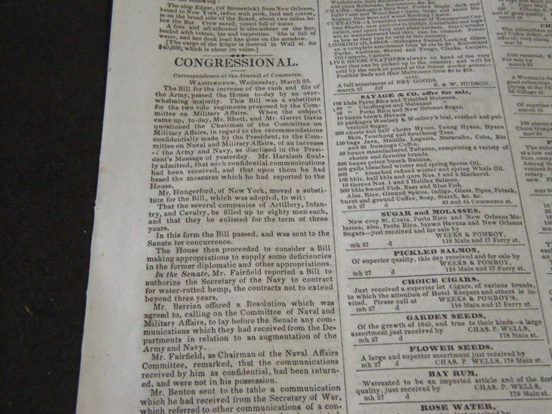 1846 THE DAILY TIMES HARTFORD CONNECTICUT NEWSPAPER LOT OF 2 - NP 2328