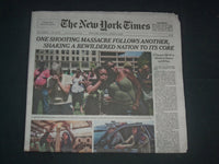 2019 AUGUST 5 NEW YORK TIMES - EL PASO, TX & DAYTON, OH MASS SHOOTINGS - 29 DEAD