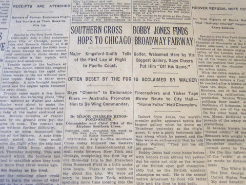 1930 JULY 3 NEW YORK TIMES - SOUTHERN CROSS HOPS TO CHICAGO - NT 6342