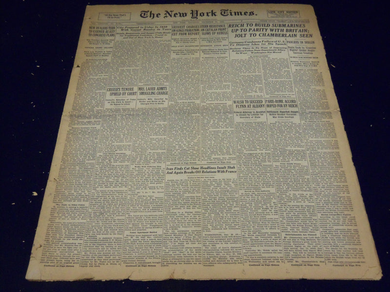 1938 DECEMBER 31 NEW YORK TIMES - REICH TO BUILD SUBMARINES - NT 2482
