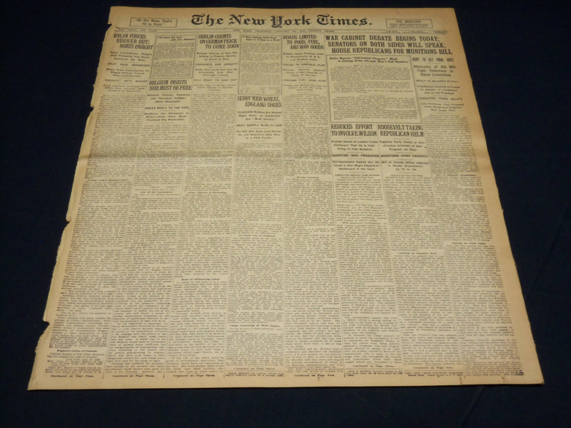 1918 JANUARY 24 NEW YORK TIMES - WAR CABINET DEBATE BEGINS TODAY - NT 7938