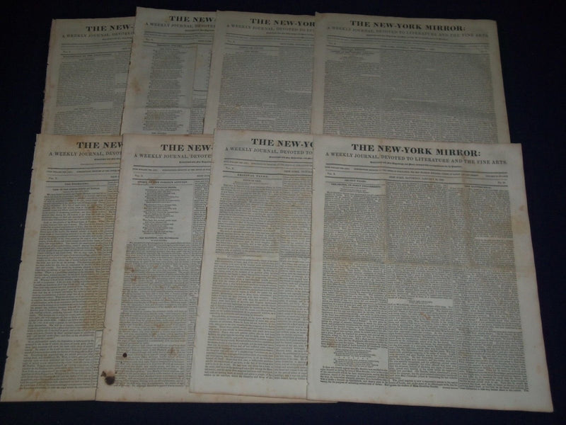 1832-1833 THE NEW YORK MIRROR NEWSPAPER LOT OF 19 - NICE ARTICLES - NP 1510