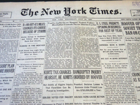 1930 JULY 30 NEW YORK TIMES - TRAFFIC LIGHTS GO ON STAGGER SYSTEM TODAY- NT 5709