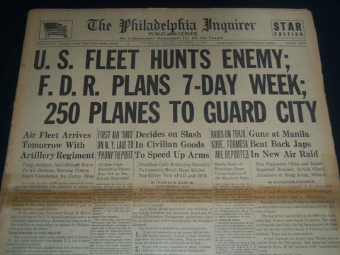 1941 DEC 10 PHILADELPHIA INQUIRER NEWSPAPER - U. S. FLEET HUNTS ENEMY - NT 7505