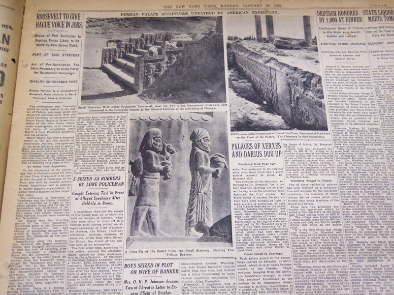1933 JANUARY 23 NEW YORK TIMES - PERSEPOLIS RUINS DUG UP - NT 3861