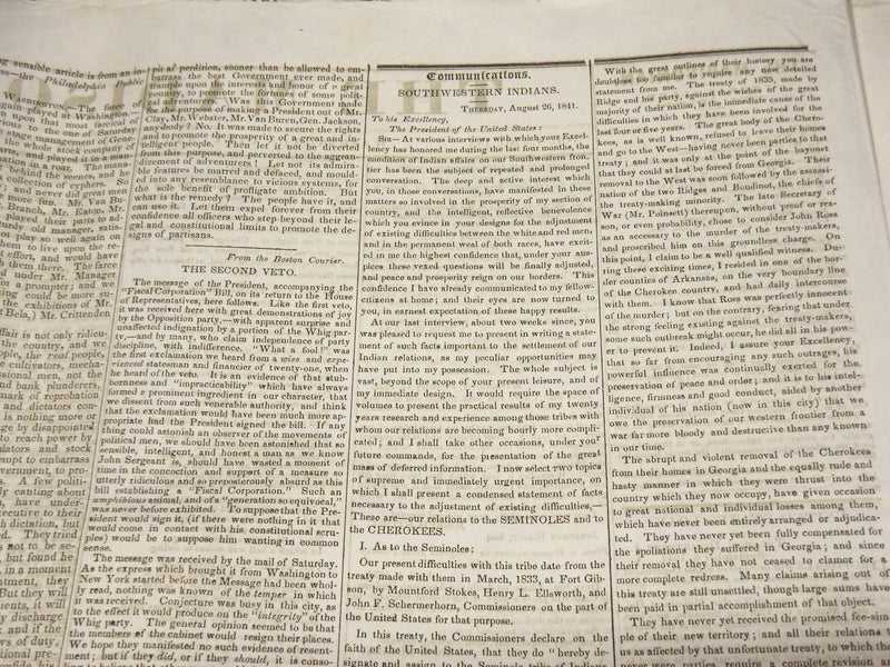 1841 THE MADISONIAN NEWSPAPERS LOT OF 5 - WASHINGTON CITY - NP 3877L