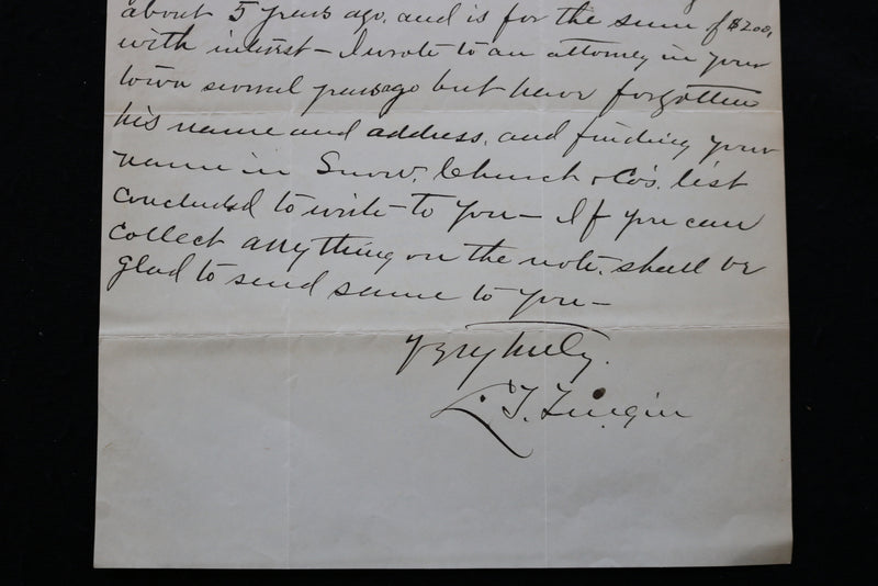 1898 LYMAN TWININ TINGIER LAW OFFICE LETTER - ROCKVILLE, CONNECTICUT - K 2411