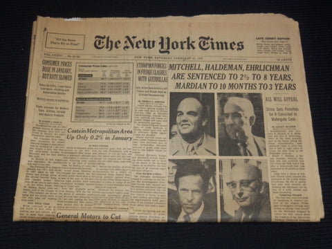 1975 FEBRUARY 22 NEW YORK TIMES - MITCHELL - HALDEMAN - EHRLICHMAN - NP 2150U