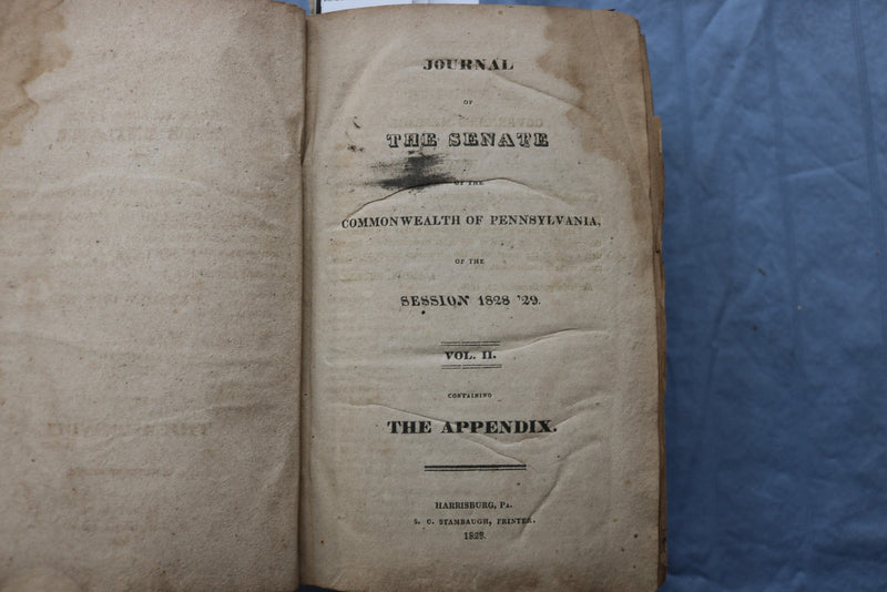 1828 PENNSYLVANIA SENATE JOURNAL 1828-29 SESSION VOL II - FOLD-OUTS - KD 9591