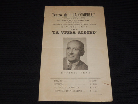 1950'S MAY 12 LA VIUDA ALLEGRE PROGRAM - HAVANA CUBA - ERVIGIO PENA - K 89