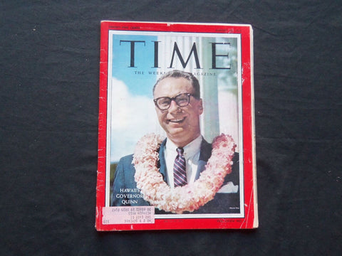 1959 AUGUST 10 TIME MAGAZINE - WILLIAM QUINN, GOVERNOR OF HAWAII - T 1702