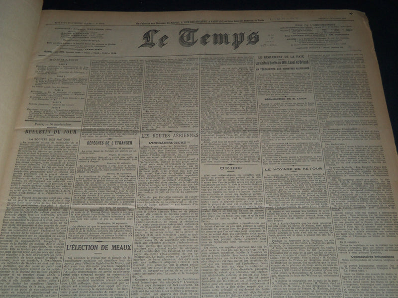 1931 OCTOBER-DECEMBER LE TEMPS FRENCH NEWSPAPER BOUND VOLUME - VB 10