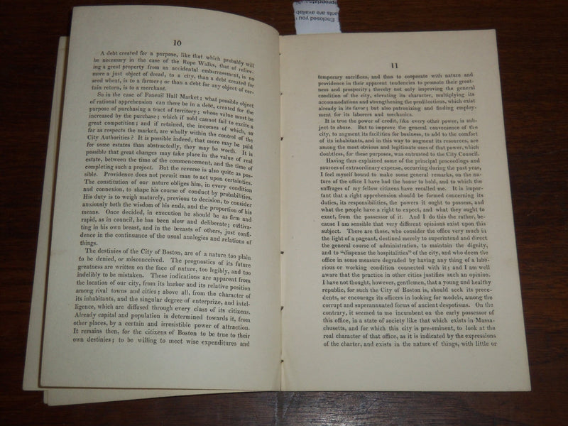 1824 FANEUIL HALL ADDRESS BY JOSIAH QUINCY - BOARD OF ALDERMEN - K 1187