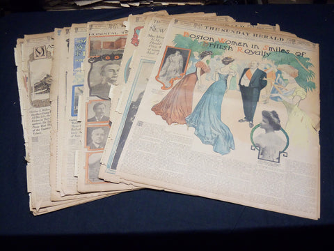 1907 THE BOSTON HERALD SUNDAY MAGAZINE SECTIONS LOT OF 14 - NICE PHOTOS - UP 91
