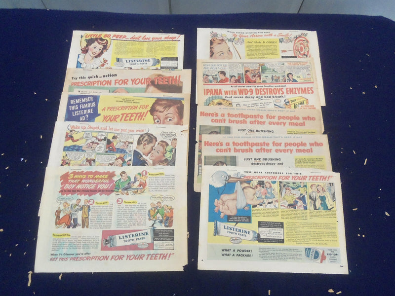 1930'S-1940'S TOOTHPASTE PRODUCTS COLOR COMICS ADS - LOT OF 20 - NP 5251