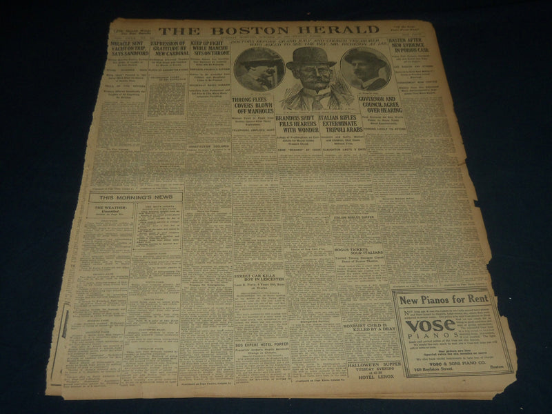 1911 OCT 31 THE BOSTON HERALD - BRANDEIS SHIFT FILLS HEARERS WITH WONDER- BH 173
