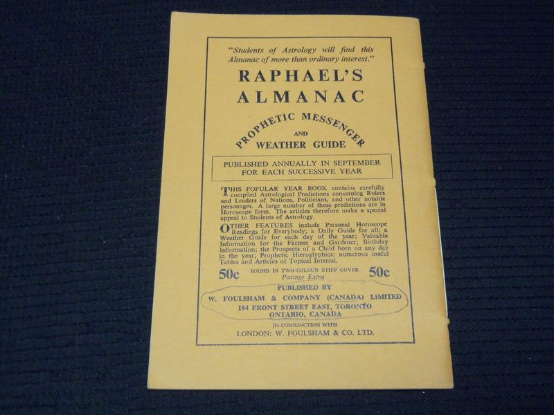 1959 RAPHAEL'S ASTRONOMICAL EPHEMERIS OF PLANETS BOOKLET - K 1052
