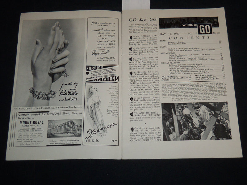 1939 MAY 13 WHERE TO GO MAGAZINE - JEAN ARTHUR COVER - NEW YORK - J 8631