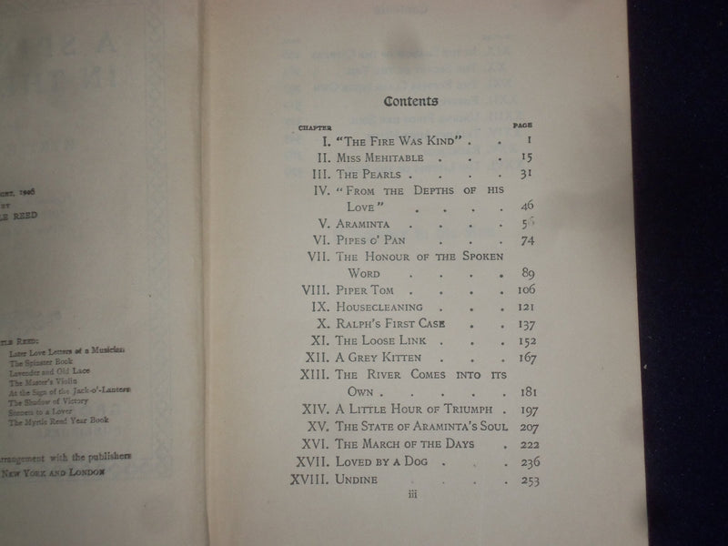 1906 A SPINNER IN THE SUN HARDCOVER BOOK BY MYRTLE REED - KD 9040