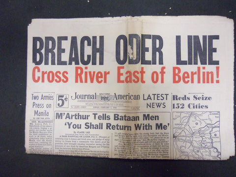 1945 FEBRUARY 2 NEW YORK JOURNAL AMERICAN - BREACH ODER LINE - NP 2288