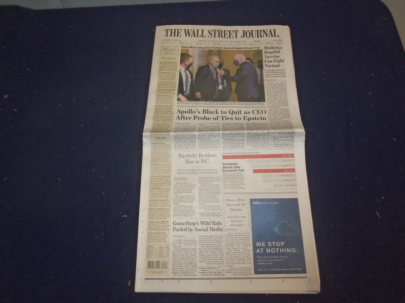 2021 JANUARY 26 THE WALL STREET JOURNAL - MOVE AHEAD FOR TRUMP'S 2ND IMPEACHMENT