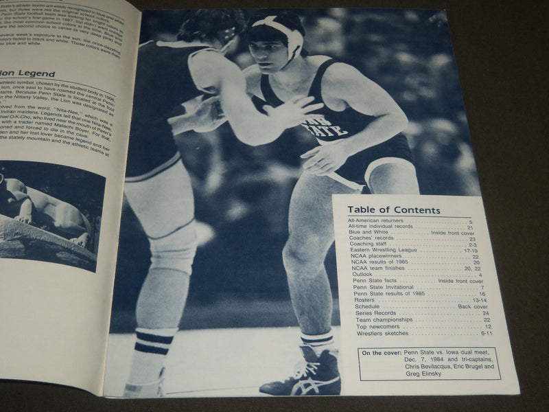 1985-1986 PENN STATE WRESTLING SOFTCOVER PROGRAM - J 2262