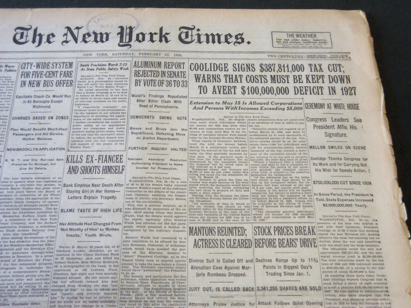 1926 FEBRUARY 27 NEW YORK TIMES - MUSSOLINI URGES LATIN-SLAV UNITY - NT 5584