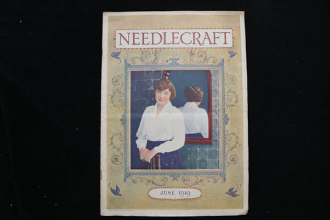 1919 JUNE NEEDLECRAFT MAGAZINE - LADY IN MIRROR COVER - E 9953