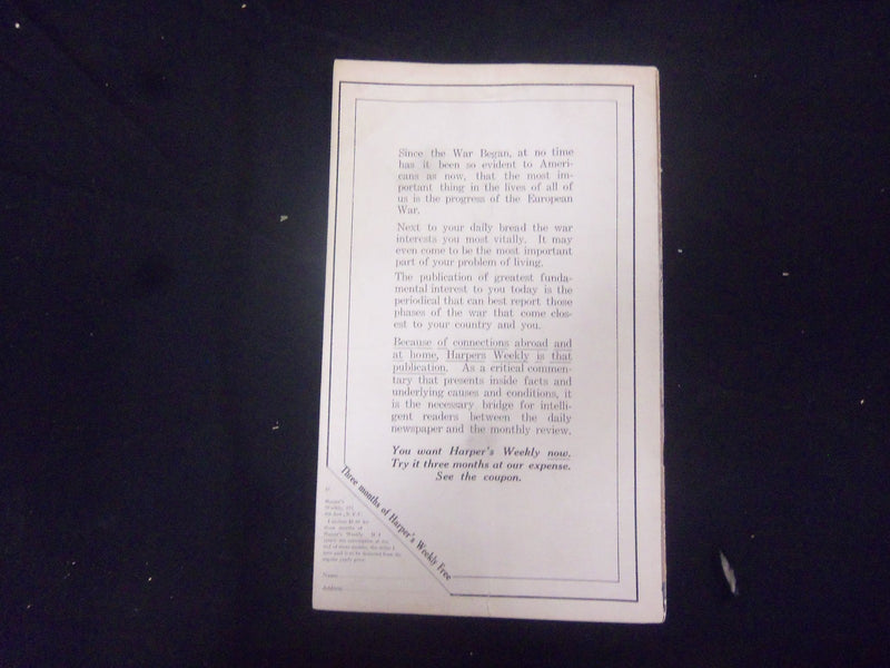 1915 AUGUST 7 HARPER'S WEEKLY MAGAZINE - NICE COVER & ILLUSTRATIONS - ST 2513