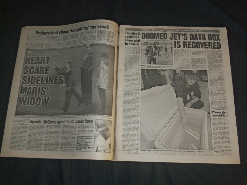 1998 SEPEMBER 7 NEW YORK POST NEWSPAPER - HEART SCARE FOR MARIS' WIDOW - NP 4126