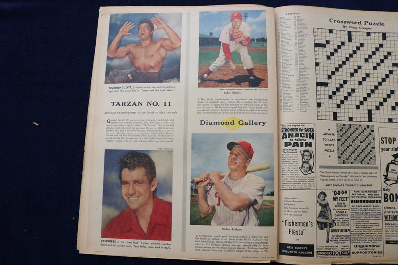 1956 JUNE 17 SUNDAY NEWS COLOROTO MAGAZINE - LINDA DARNELL - PHILLIES - E 22791