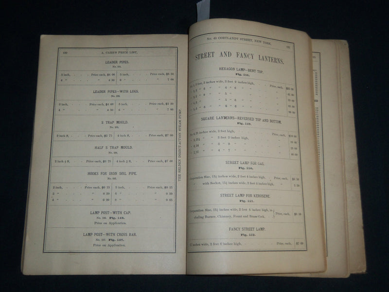 1874 A CARR WROUGHT IRON PIPE & FITTINGS PRICE LIST - NEW YORK - KD 5458
