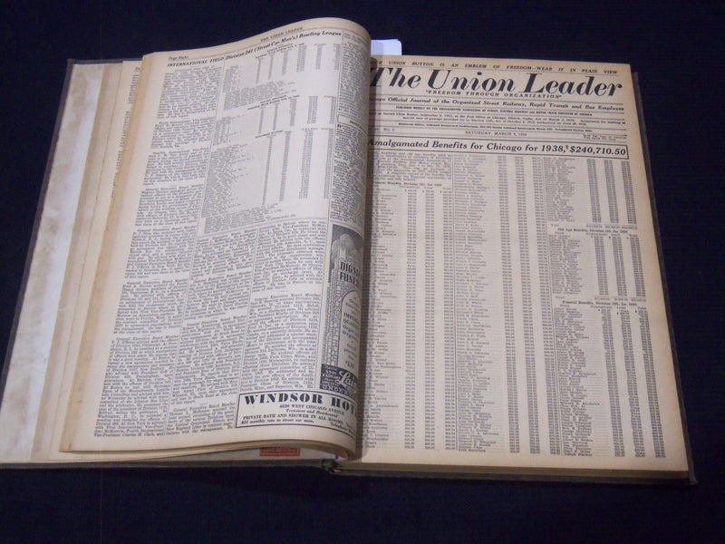 1939 THE UNION LEADER - CHICAGO RAILWAY - RAPID - BUS EMPLOYEES BOUND VOLUME