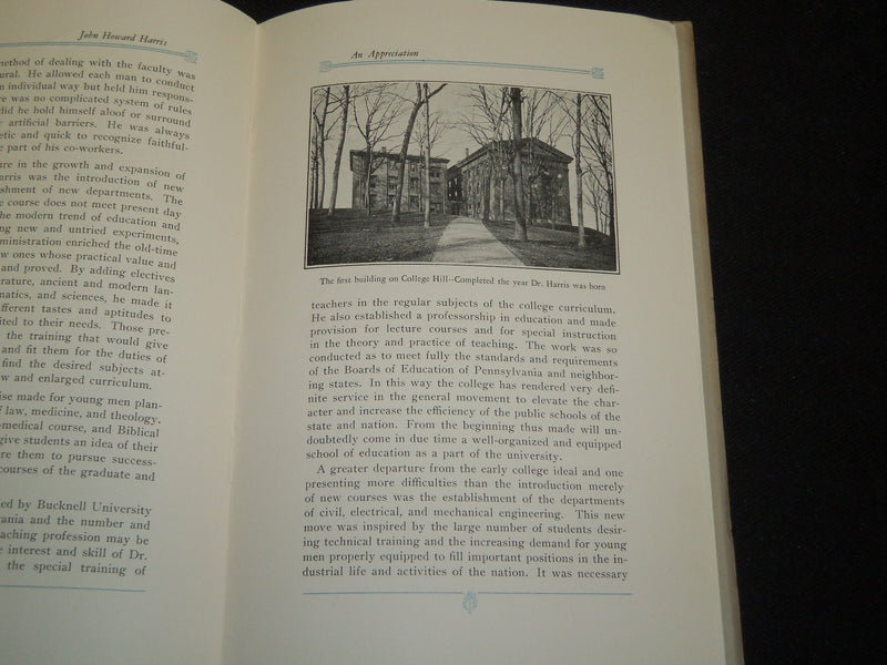 1924 JOHN HOWARD HARRIS AN APPRECIATION BUCKNELL UNIVERSITY BOOK - J 5284