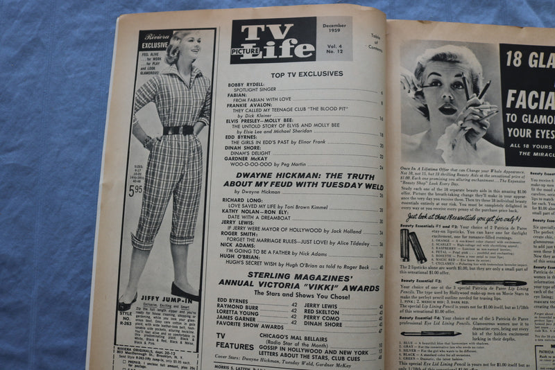 1959 DECEMBER TV LIFE PICTURE MAGAZINE - DWAYNE HICKMAN & TUESDAY WELD- ST 1003G