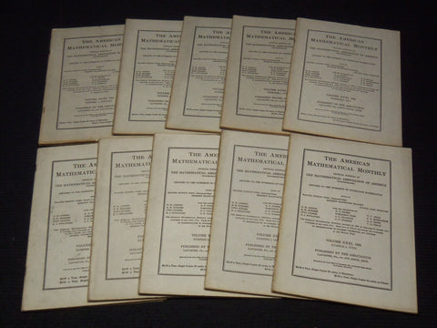 1924 THE AMERICAN MATHEMATICAL MONTHLY MAGAZINE LOT OF 10 - COMPLETE YR- WR 277H