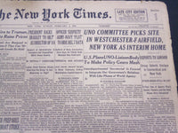 1946 FEBRUARY 3 NEW YORK TIMES - UNO COMMITTEE PICKS SITE - NT 4222