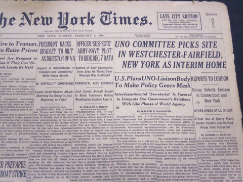 1946 FEBRUARY 3 NEW YORK TIMES - UNO COMMITTEE PICKS SITE - NT 4222
