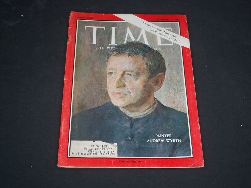 1963 DECEMBER 27 TIME MAGAZINE - ANDREW WYETH, PAINTER - T 1961